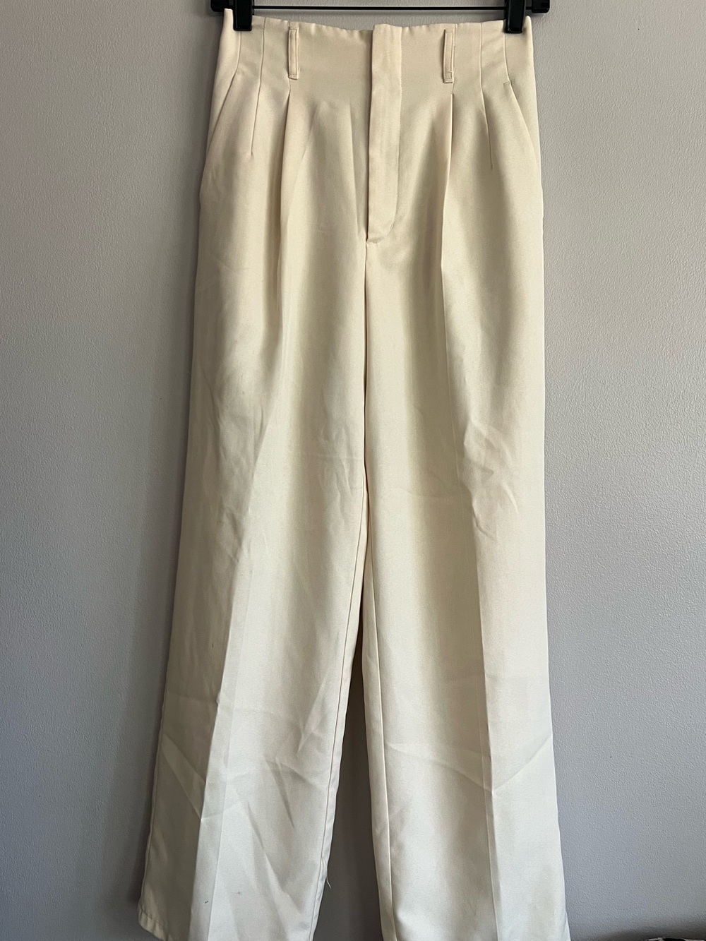 High-Waist Cream Wide-Leg Trousers